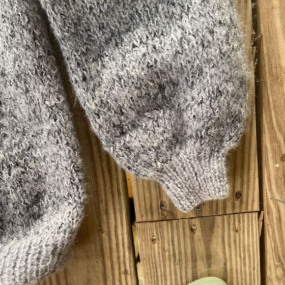 Vintage 1980s Handwoven Wool Cardigan - Open Front - Puff Shoulders - Picture 8 of 13